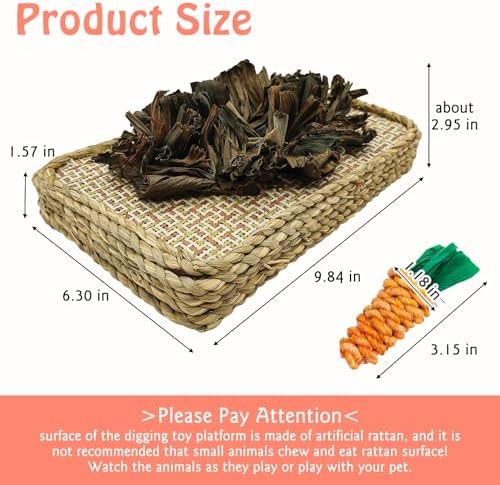 Hamiledyi Pet Fun Bunny Chew Toy Rattan Grass Scratcher Rabbit Digging Toys