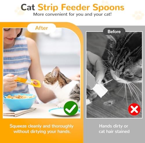 BAEJMJK 4pcs Cat Strip Feeder Sliding Pet Cat Treat Spoon Squeeze Lickable Treat Feeding Dispenser for Cats Liquid Snack and Wet Food
