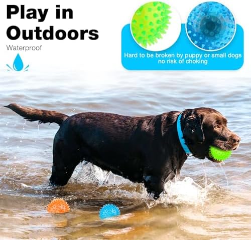 PUPTILY Puppy Toy 2.5” Squeaky Dog Balls Toys and Spikey Dog Ball for Aggressive Chewers for Small Dogs Dog Balls for Clean Teeth and Training （6 Pack