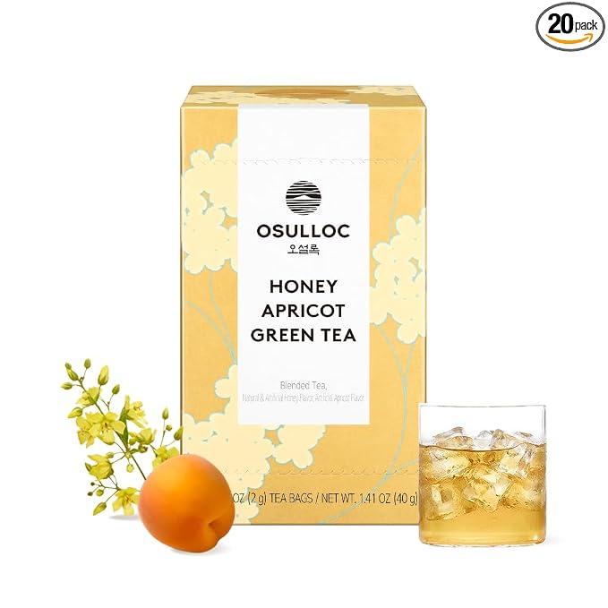 OSULLOC Canola & Apricot Tea (Aromatic Canola flower & Apricot), Premium Blended Tea from Jeju, Tea Bag Series 20 count