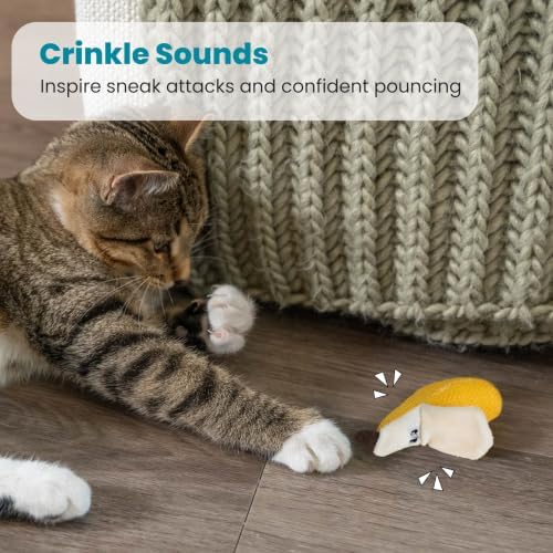 Catstages Dental Banana Cat Toy with Catnip, Dental Mesh & Crinkle Sound, Interactive Kicker for Indoor Cats & Kittens, 5.3"