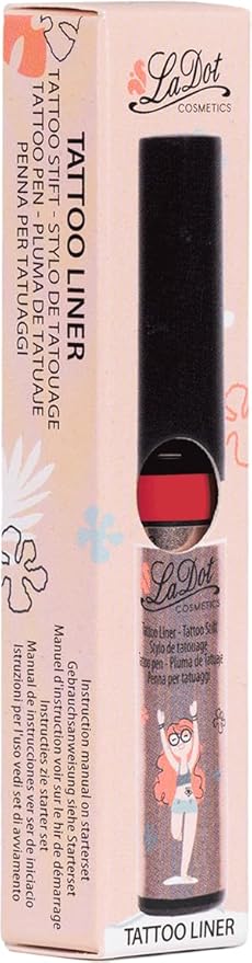 LaDot Temporary Tattoo Liner Pen – Fine Tip Waterproof Body Art Marker for Drawing Custom Skin Designs – Ideal for Temporary Tattoos, Festivals, Parties & More (Red)