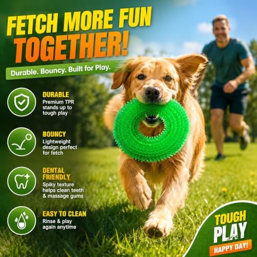 Squeaky Dog Toys for Aggressive Chewers, Floating Donut Ring for Large Dogs