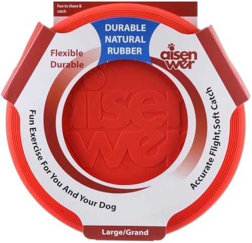 Dog Flying Disc - Durable Rubber Dog Toy for Fetch - Interactive Lightweight Flyer Dog Toys for Outdoor Playtime - Safer Disc for Healthy Activity - for Medium/Large Dogs (Red)