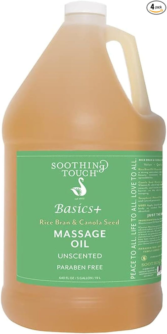 Soothing Touch Basics+ Rice Bran & Canola Seed Massage Oil, 1 Gallon