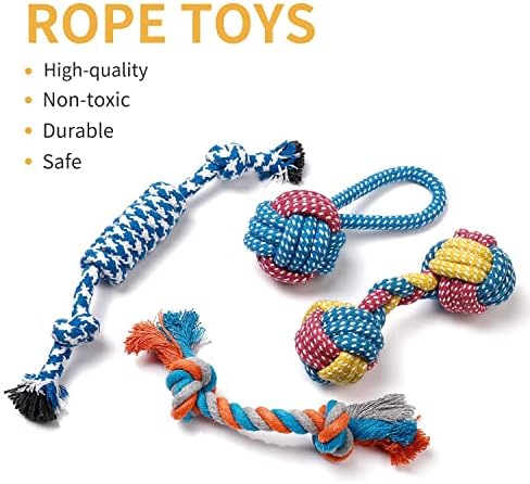 Toozey 7 Pack Small Dog Toys, Puppy Teething Toys, Durable Ropes Chew Toys, Cute Calf Squeaky Dog Toys, Non-Toxic and Safe