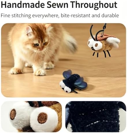 Interactive Cat Toy Fluttering Electric Bug Cat Toy, with Vibrating Flapping Wings, Touch Activated Rechargeable Auto Motion Kitten Toy, Indoor Cats Self Play (Mosquitoes
