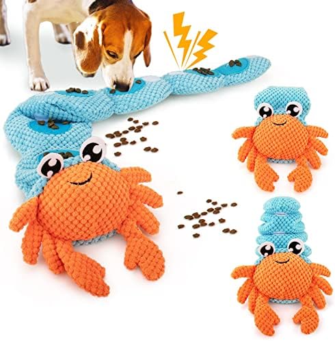AWOOF Hermit Crab Shape Squeaky Dog Chew Toys - Interactive Snuffle Toys for Small & Medium Dogs, Release Stress & Train Natural Foraging Instincts
