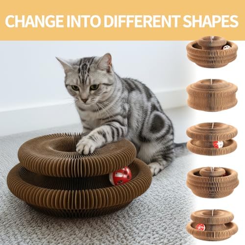 Interactive Cat Toy & Cardboard Cat Scratcher, Paw-Style Ball Track
