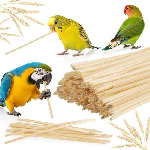 MAQIHAN 200 Count Bird Chew Toys - Natural Wheat Straw Parrot Toys