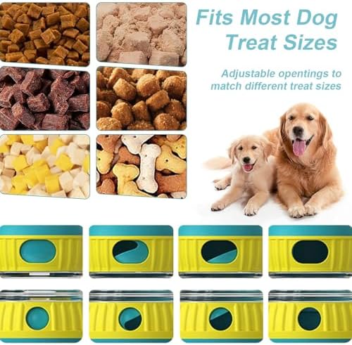 Interactive Dog Treat Dispensing Toy, Adjustable Puzzle Feeder Ball for Slow Feeding & Mental Stimulation, Rolling Enrichment Toy to Keep Dogs Busy Indoors (Blue)