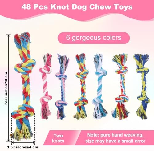 Dimeho 48 PCS Puppy Chew Toy Dog Rope Toys Teething Toy, Multi Color