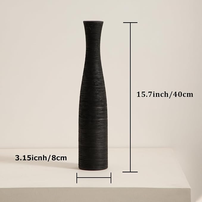 Ceramic Vase Home Decor, 15.7" Tall Flower Vases Modern Rustic Farmhouse | Tall Skinny Decorative Vase for Pampas Grass, Living Room, Office, Fireplace Bedroom Decoration