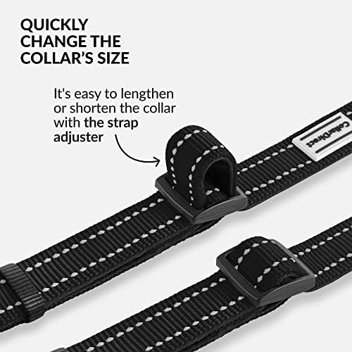 Reflective Dog Collar, Quick-Release Buckle (Black, 10-13 Inch)