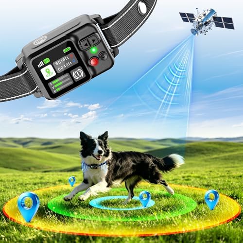 GPS Wireless Dog Fence Collar with 4 Modes, Adjustable Radius 49-6561ft
