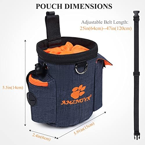 AMZNOVA Dog Treat Pouch Treatnow Dog Treat Bag, 3 Cups, Heather Navy