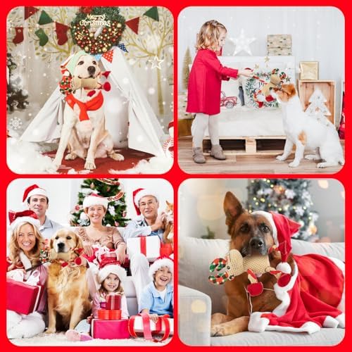 Christmas Squeaker Dog Toys Interactive Durable Dog Chew Toys Reindeer Plush Toy for Puppy Small Dogs Medium Dogs and Large Dogs Birthday