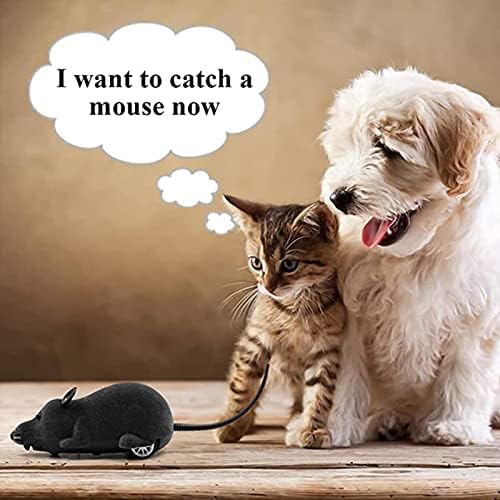 Remote Control Rat Toy, Electric RC Mouse Toy Emulation Flocking Rat Toy Interactive Cat Toys Pet Toys Funny Wireless Chasing Prank Joke Scary Trick Rats Animal for Pets Novelty Gift