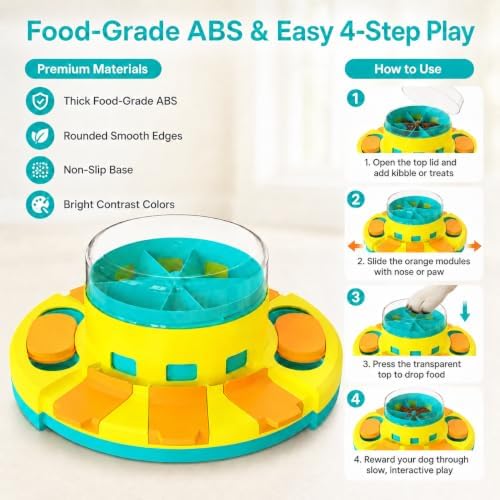 Dog Puzzle Toy Slow Feeder, Interactive Treat Dispenser for Mental Stimulation, Multi-Level Design Boredom Relief Toy for Small Medium Large Dogs