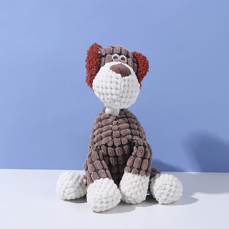 Brown Dog Plush Chew Toy with Squeakers – Durable, Soft, and Fun Interactive Dog Toy for Teeth Cleaning, Training, and Relieving Anxiety – Perfect for Small, Medium, and Large Dogs
