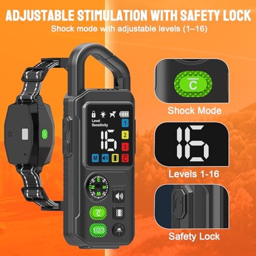 2-in-1 Dog Shock Collar & Bark Collar for 2 Dogs with Remote, 10-100lb