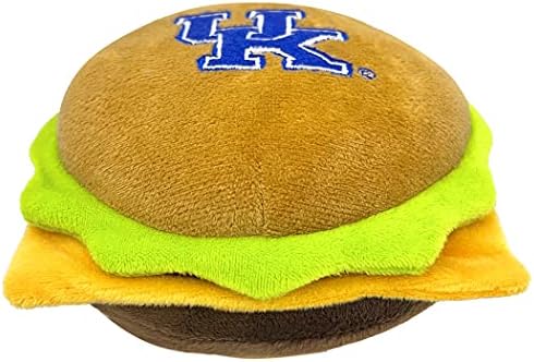 NCAA KENTUCKY WILDCATS CHEESE BURGER PLUSH DOG & CAT SQUEAK TOY - Cutest STADIUM HAMBERGER SNACK Plush Toy for DOGS & CATS with INNER SQUEAKER & Beautiful Football/Basketball Team Name/Logo