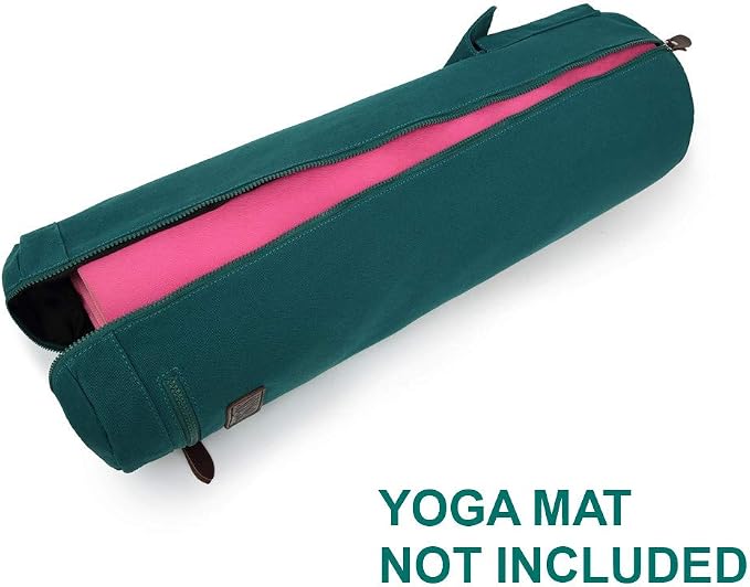 Yoga Mat Bag,Full-zip Exercise Yoga Mat Canvas Carry Bag for Women and Men - Double Storage Pocket,Easy Access Zipper, Adjustable Shoulder Strap and Handle,Fits Most Mat