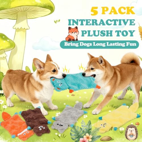 No Stuffing Squeaky Dog Toys for Samll Medium Large Breeds, 3 Pack Durable Plush Puppy Chew Toys for Teething and Boredom, Interactive Dog Toy to Keep Them Busy