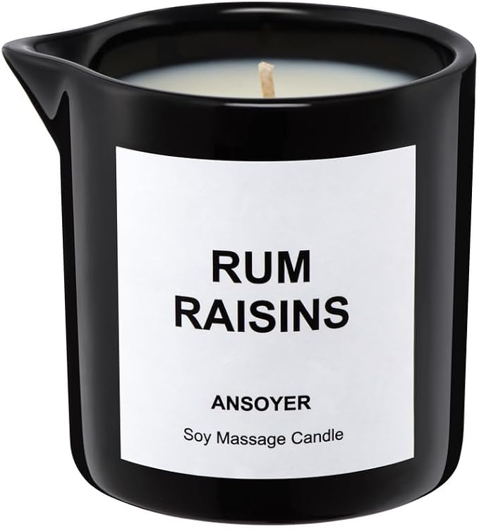 Massage Oil Candle, Ultra Hydrating Body Care with Soybean Oil, 8.1oz, Rum Raisins Scent, Amazing Gift