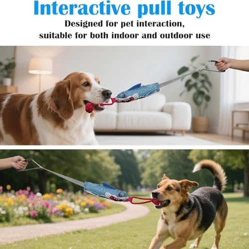 Shark Tug of War Dog Toy, 2026 New Squeaky Dog Tug Toy, Interactive Shark DogToys, Sharks Dog Tug Toy with Squeaker & Rope Knot, for Medium to Large Dogs (Corn)