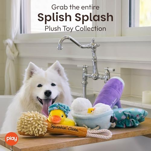 P.L.A.Y. Cute Plush Dog Toys - Splish Splash Bathtime Themed Durable Squeaker Chew Toy, Great for Puppies & Small, Medium, Large Dogs - Machine Washable, Recycled Materials (Howlin' Hair Dryer)