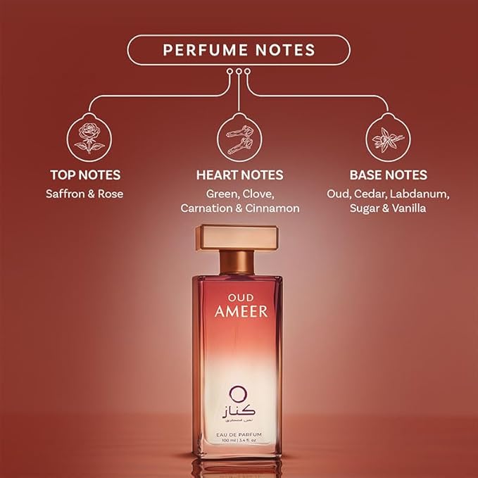 KENAZ AROMATIC ARTISTRY OUD AMEER | Men's Fragrance | Perfume for Men | Musky top note | 100 ml pack | 3.4 Fl. Oz. | Amber and Oriental fragrance | Gift for Men | Eau de Parfum EDP