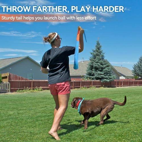 ALL FOR PAWS 2-Pack Dog Ball Toy with Tail, Interactive Throw & Catch Toy for Medium & Large Dogs, Rubber Ball with Squeaker for Exercise & Boredom Relief