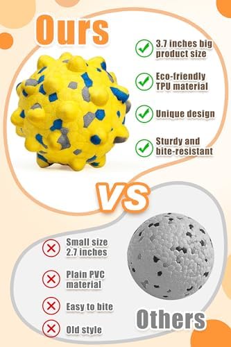 Moonorange 2.36'' Dog Balls for Dogs Aggressive Chewers Indestructible Tennis Durable Bouncy Interactive Dog Toy Balls for Fetch Game Floating Training(Yellow Medium)