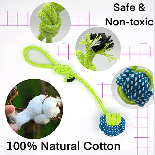 YESWOOD! Tug of War Dog Toy Small Breed,4-Pack Small Dog Rope Toy with Ball