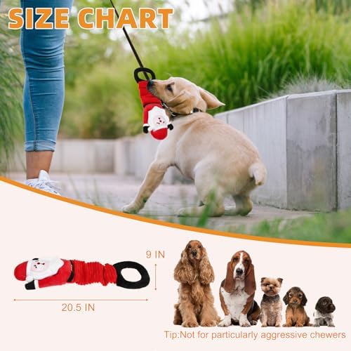 KOOLTAIL Christmas Santa Dog Toys, Tough Plush Dog Chew & Squeaky Toys with Crinkle Paper, Interactive Training & Tug of War Puppy Teething Toy for Indoor Outdoor Play for Small Medium Large Dogs