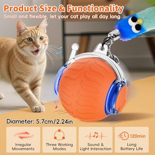 UPSKY Interactive Cat Toy, Smart Moving Cat Ball Toys for Indoor Cats