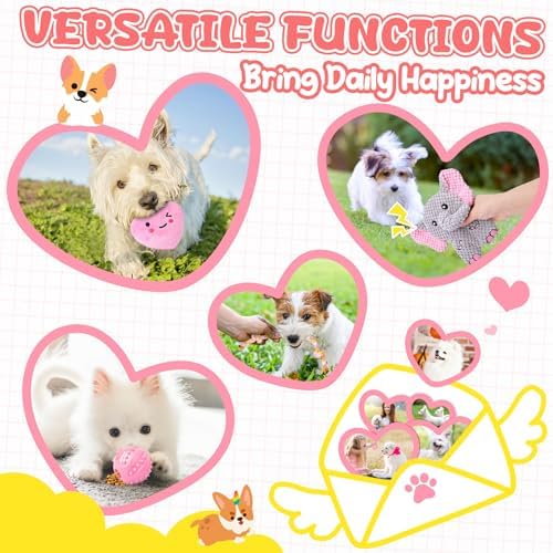 XIUGOAL Pink Puppy Toys - 9 Pack Puppy Chew Toys for Teething, Enrichment Dog Toys for Small Dogs to Keep Them Busy, Squeaky Plush Toy for Boredom