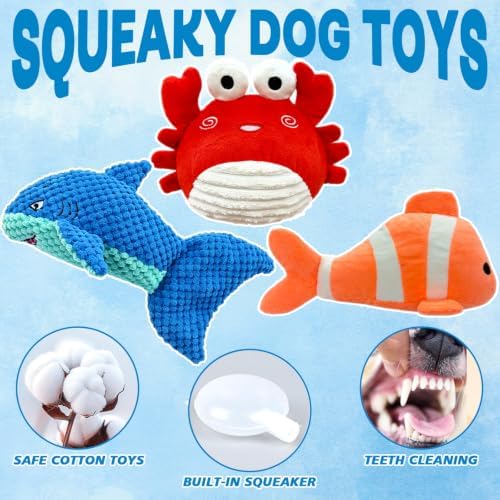 MRSOHRET Dog Squeak Toys for Aggressive Chewers, Crinkle Puppy Chew Toys