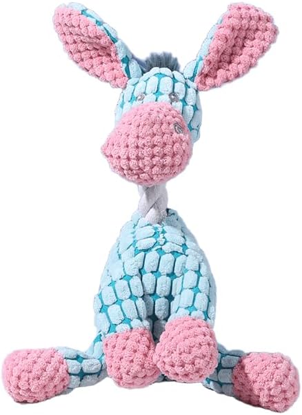 Blue Donkey Plush Chew Toy with Squeakers – Durable, Soft, and Fun Interactive Dog Toy for Teeth Cleaning, Training, and Relieving Anxiety – Perfect for Small, Medium, and Large Dogs(Blue Donkey)