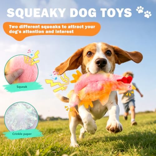 Fuufome Squeaky Dog Toy, No Stuffing Plush Toy for Puppy Small Medium Dogs