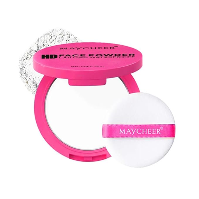 LAMUSELAND Pressed Powder Compact, Oil Control Brighten Skin 6 Colors Face Powder, Whitening Highlighting Face Makeup Tools for Women Girls (CG04)