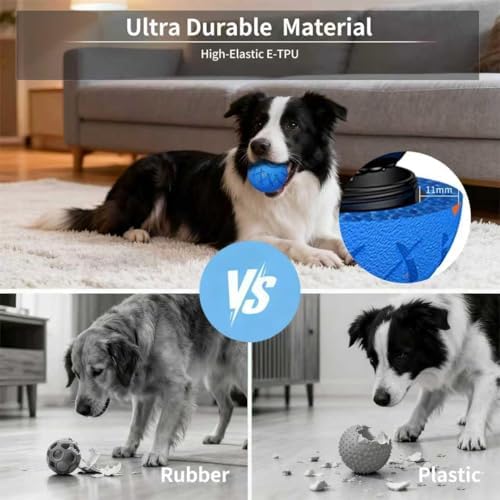 Interactive Dog Toys Dog Ball, Durable Motion Pet Toys for/Small/Medium/Large Dogs, Birthday Gifts, Automatic Moving, Bouncing and Rotating, E-TPU Material, IP54 Waterproof (Blue)