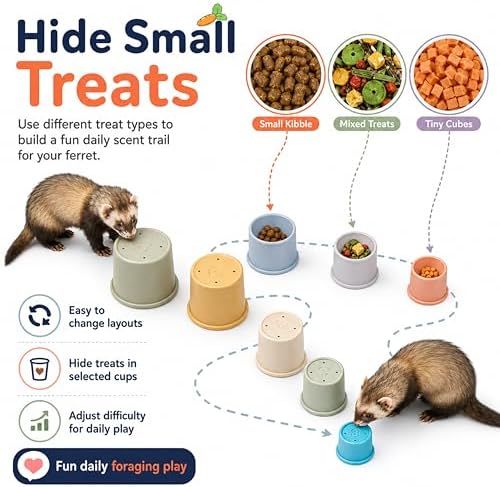 Ferret Enrichment Interactive Foraging Treat Cups, 8pcs Stacking Set