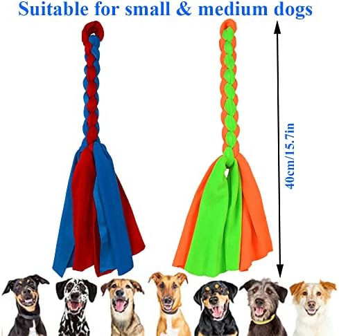 ASOCEA 2 Pack Dog Fleece Rope Toy for Dog Chase and Tug Pet Interactive Cotton Chew Toy Dog Tether Lure Toy Dog Flirt Pole Replacement Toys to Outdoor Exercise & Training