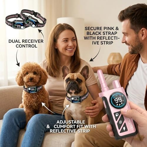 Dog Shock Collar with Remote Control, Shock Collar for Dogs, Pink
