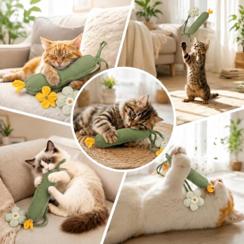 3PCS Cucumber Catnip Toy Cat Kicker Toys for Indoor Cats Kitten