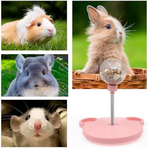 Small Animal Treat Dispenser, Guinea Pig Enrichment Toys with Spring and Base, Foraging Feeding Toys for Rabbit, Guinea Pig, Chinchilla, Rat and Other Small Animals