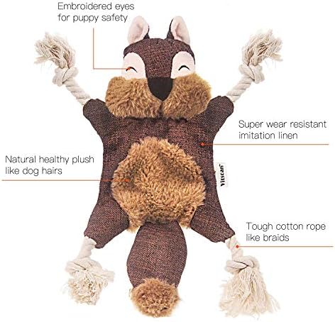 Vitscan Crinkle Dog Toy, No Stuffing Puppy Toys, Cotton Rope Limbs Stuffless Dog Toy with Squeaker, Plush Body Parts Squirrel Dog Squeaky Toys for Small Dog Chew Toys