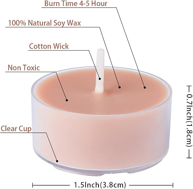DEYBBY Natural Velvet Wood Scented Soy Wax Tealight Candles Bulk, Aromatherapy Luxury Tea Candle Set of 36-4 Hour Burning Great Gift
